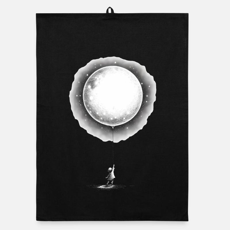 Kind mit Mond Ballon Organic Geschirrtuch