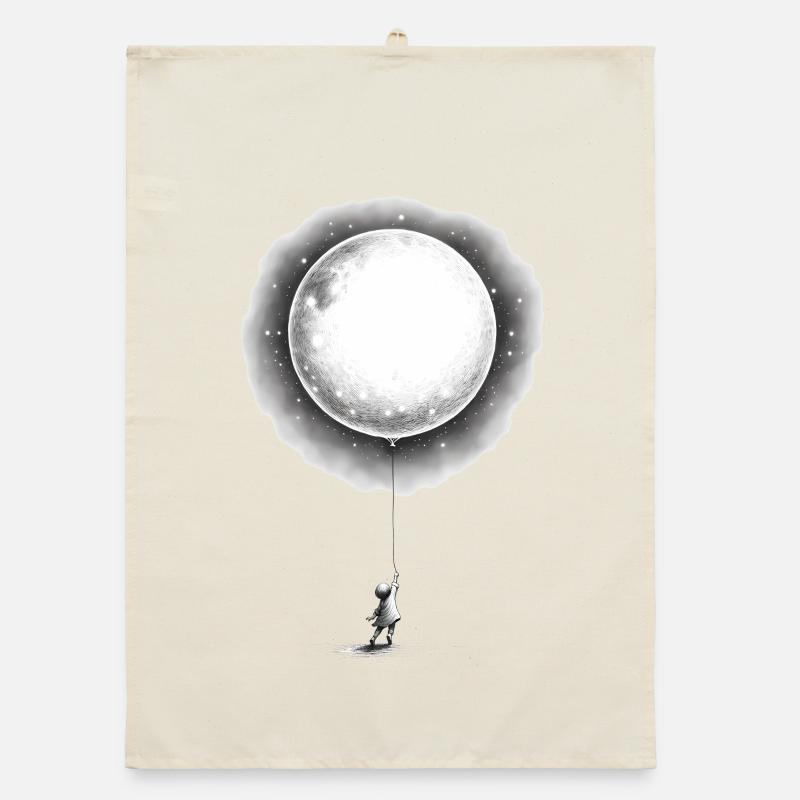 Kind mit Mond Ballon Organic Geschirrtuch