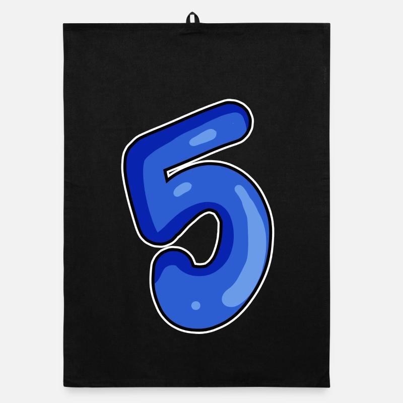 Number 5 Number Blue Organic dish towel