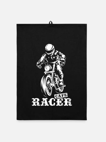 caferacer retro rennfahrer custom Biker Symbol - Organic Geschirrtuch - Schwarz - Vorne