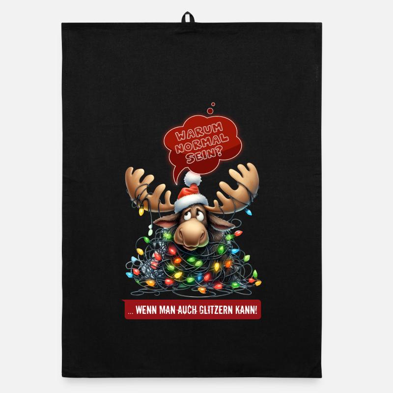 LUSTIGER ELCH | Weihnachtspulli | ugly sweater Organic Geschirrtuch