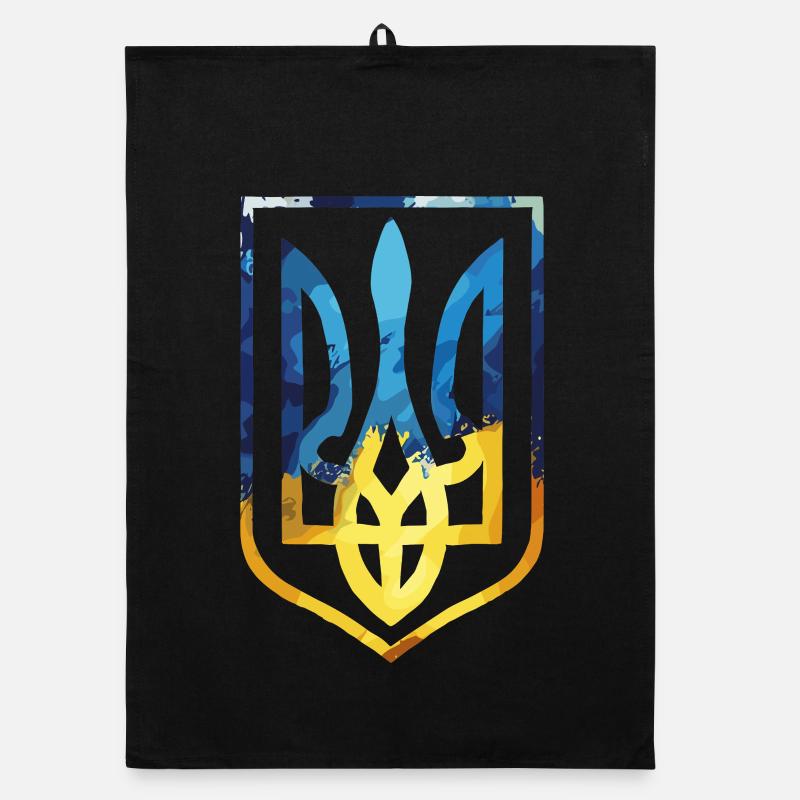Ukraine Wappen ukrainisch Trysub Flagge Geschenk Organic Geschirrtuch