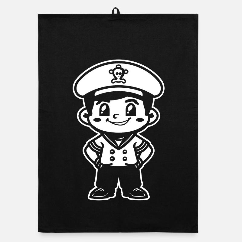 Petit Capitaine à la voile Dessin animé Torchon bio