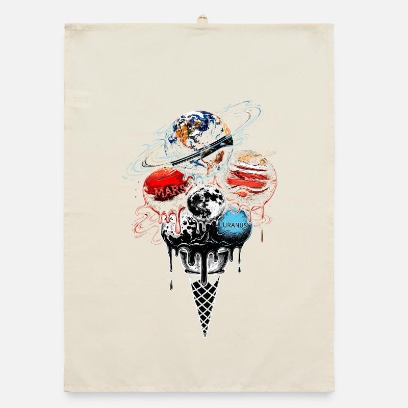 Planet Cream Scoop - Space Galaxy Science Organic dish towel