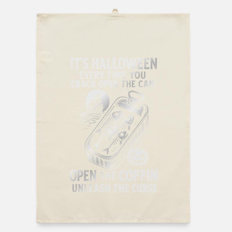 Halloween Fish Cans Spooky Design  Organic dish towel