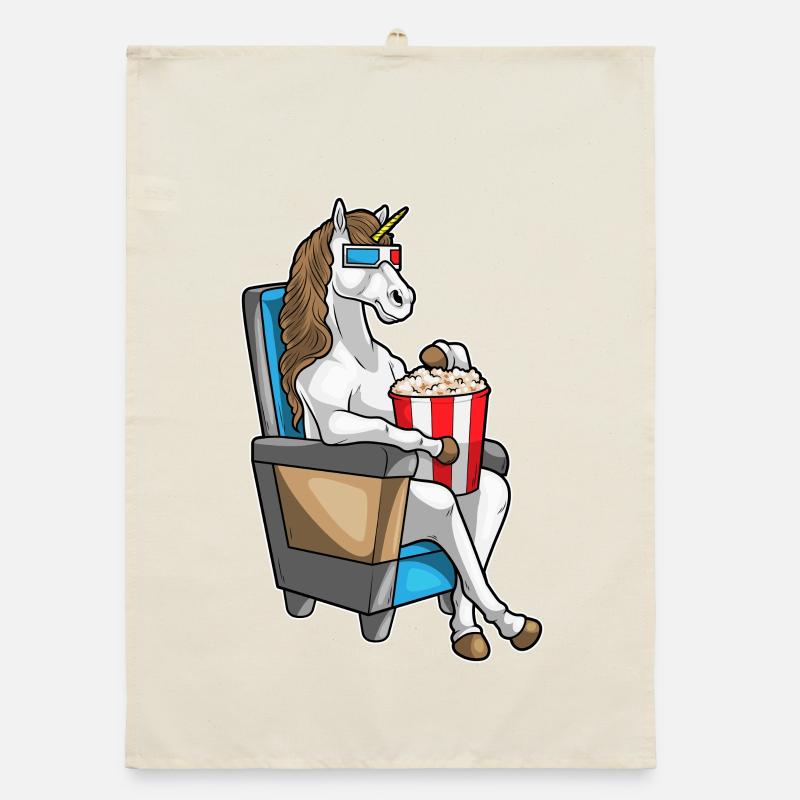 Einhorn Kino Popcorn Organic Geschirrtuch
