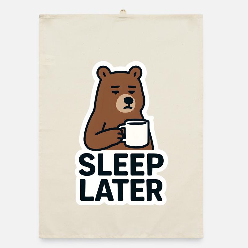 Bär Ruhiger Schlaf Später Illustration Organic Geschirrtuch