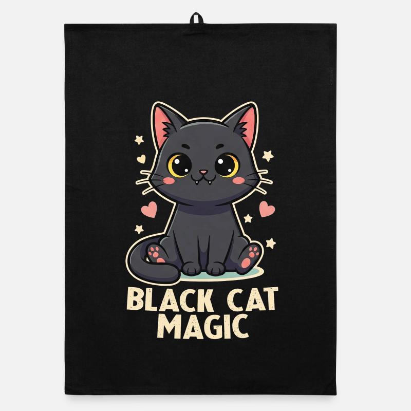 Black Cat Black Cat Magic Cute Kawaii Organic dish towel