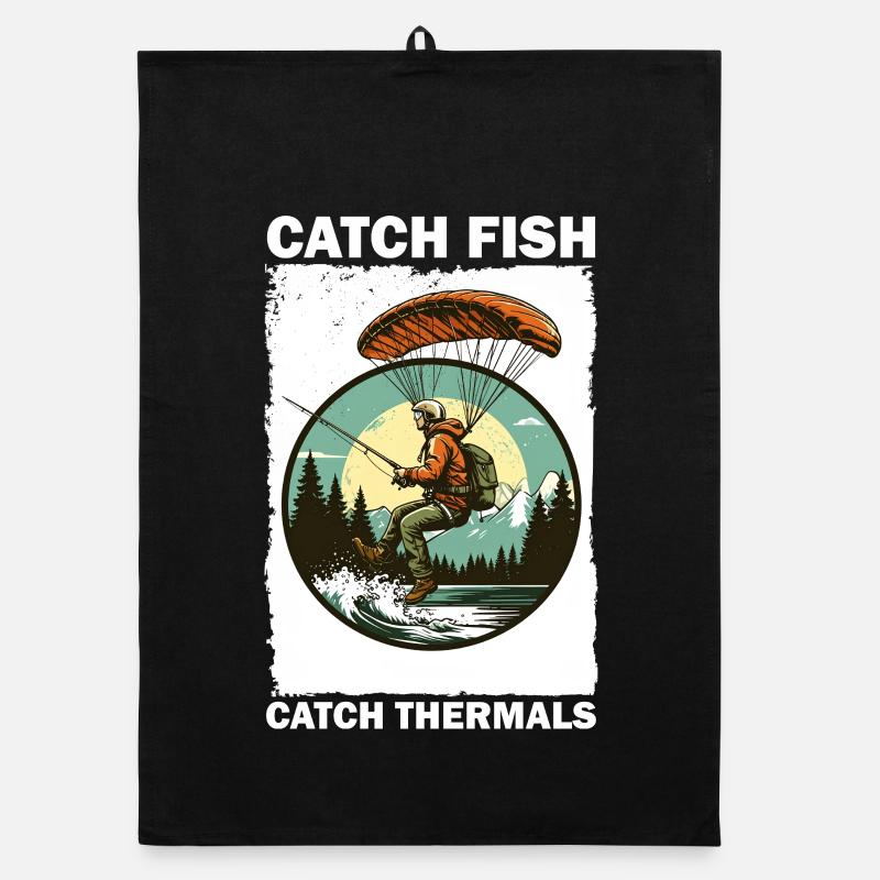 Adventurous angler with climbing board Organic dish towel