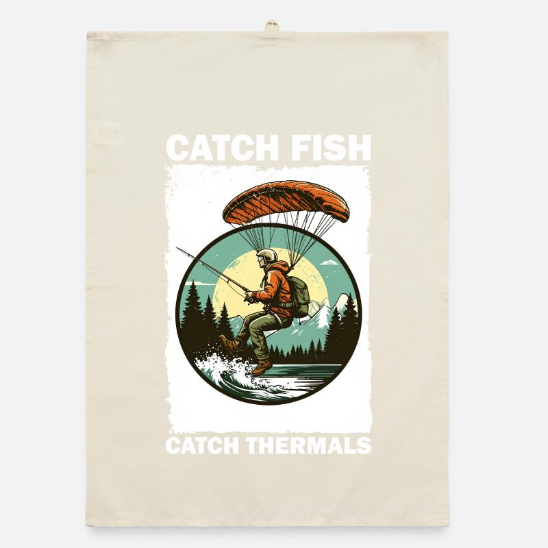 Abenteuerlicher Angler mit Klimmbrett Organic Geschirrtuch