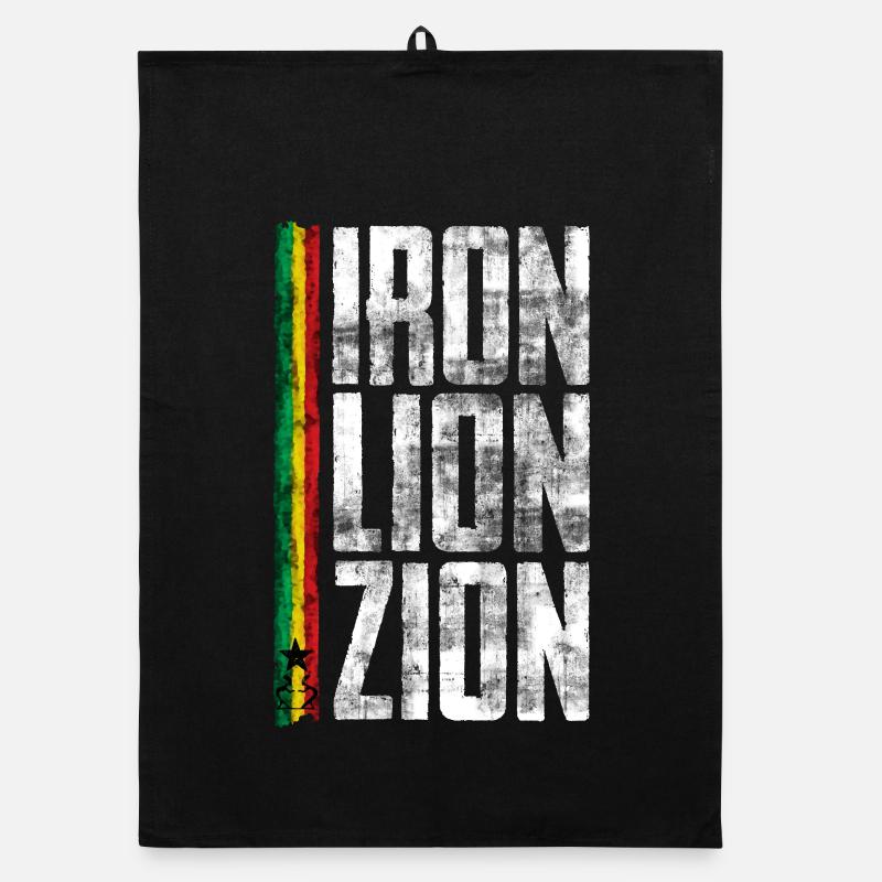 Lion de fer Design rastafari Torchon bio