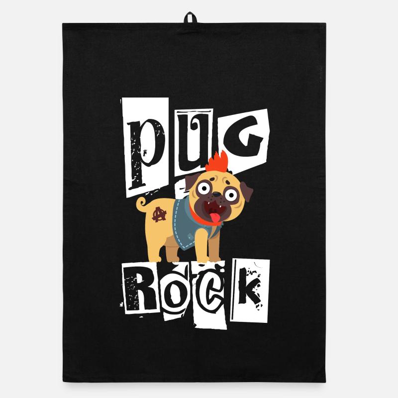 Pug Rock Punkiger Mops Hund Irokese Punkrock Punk Organic Geschirrtuch