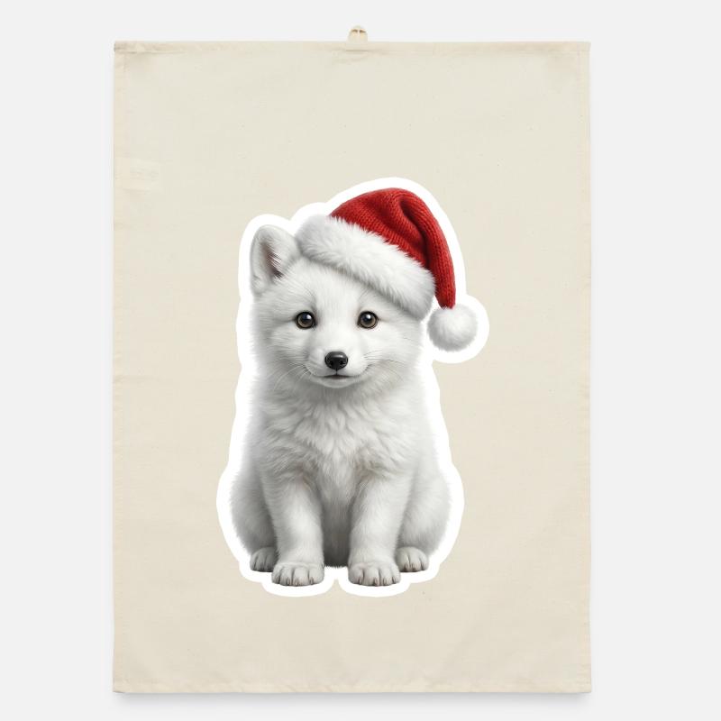 White arctic fox in deep snow Organic dish towel
