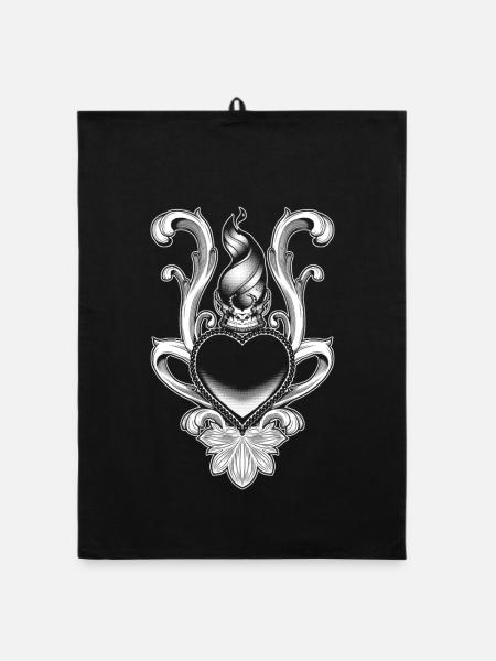 Le Cœur de la Reine V.2 - Version Noire - Torchon bio - noir - Devant