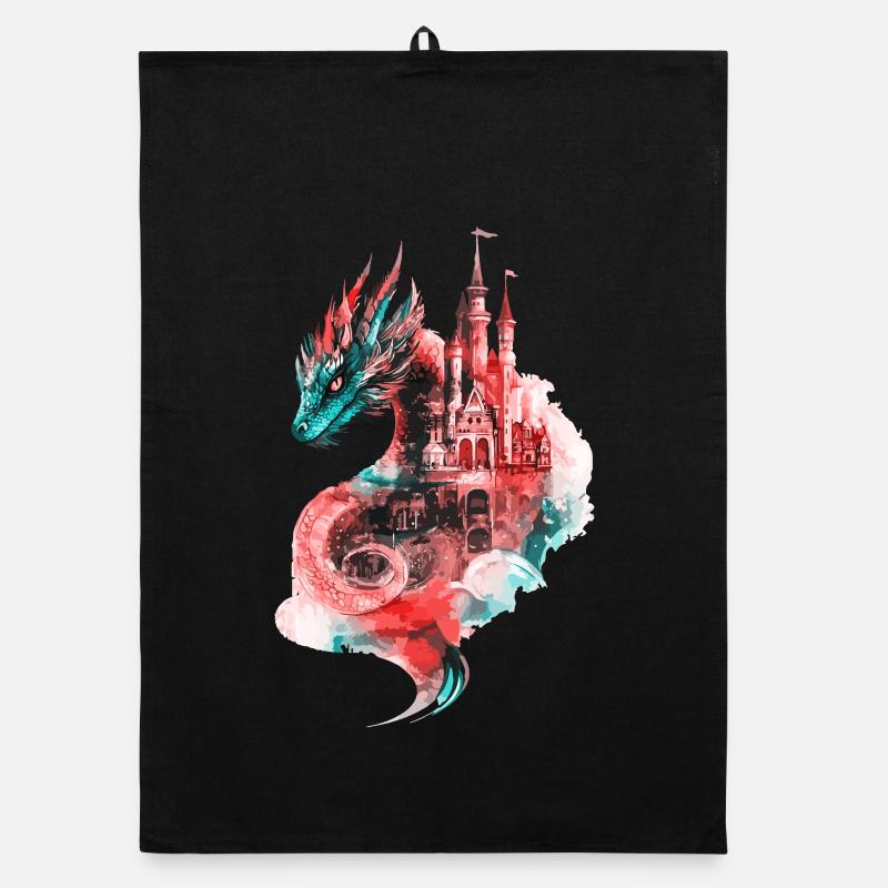 Dragon Castle Fantasy Magic Mythology Creature Organic dish towel
