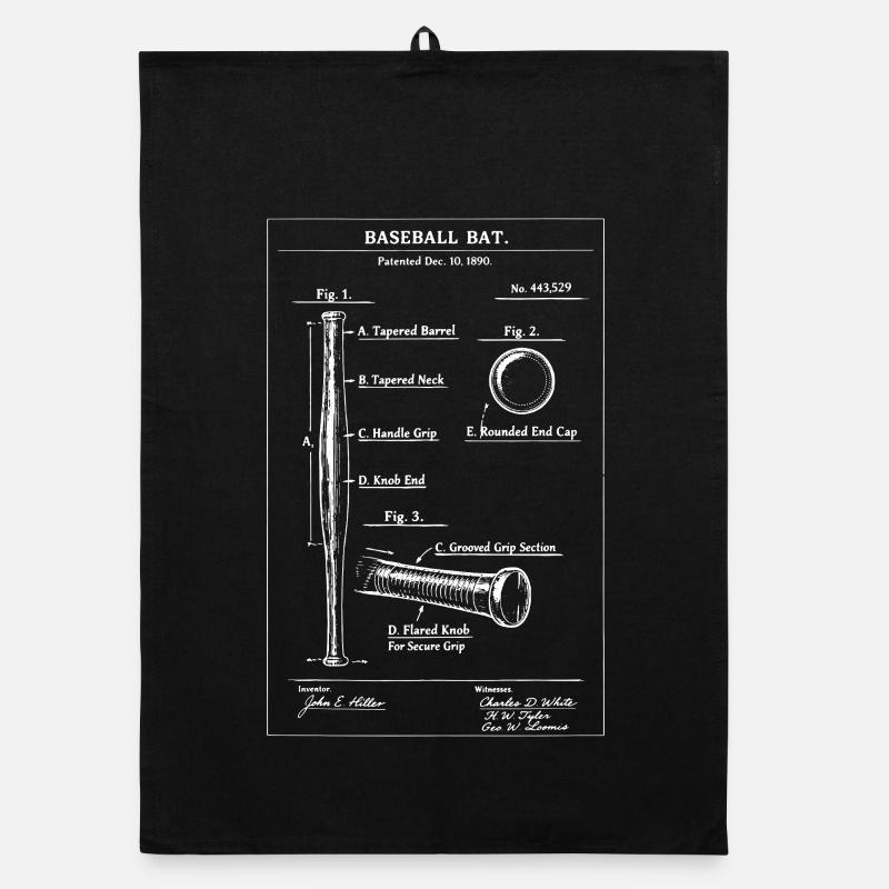 Baseball Bat Patent Blueprint Organic dish towel