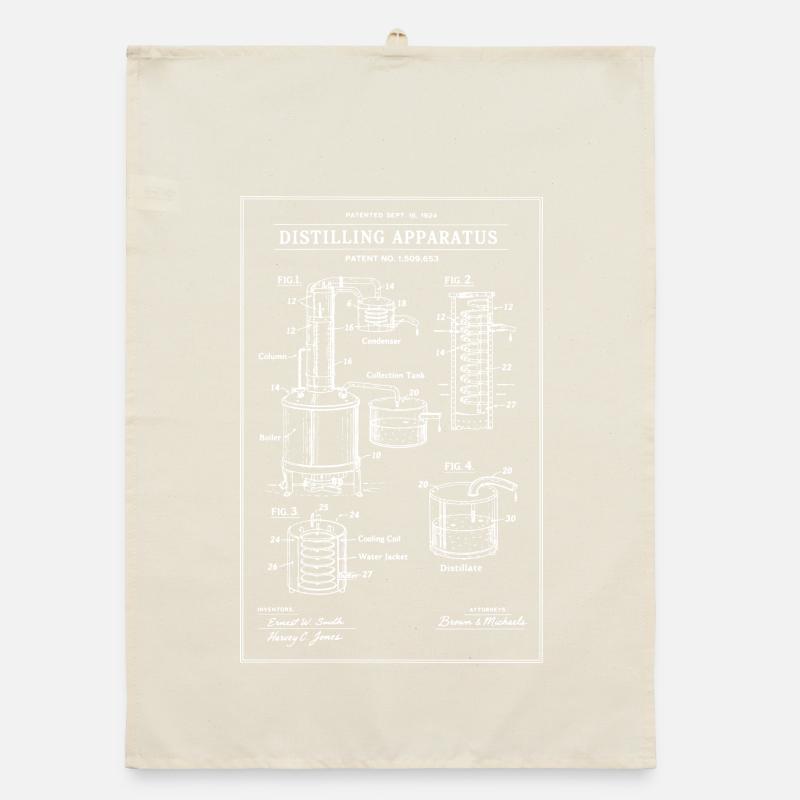 Distilling Blueprint Vintage Print Organic dish towel
