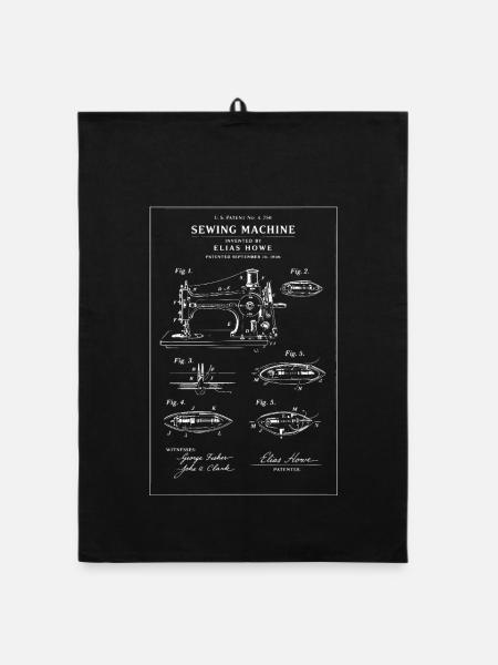 Blueprint Sewing machine Patent - Organic dish towel - black - Front