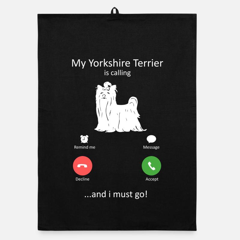 Yorkshire Terrier Calling Dog Lover Phone Screen Organic dish towel