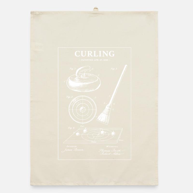 Curling Blueprint Artwork Organic dish towel