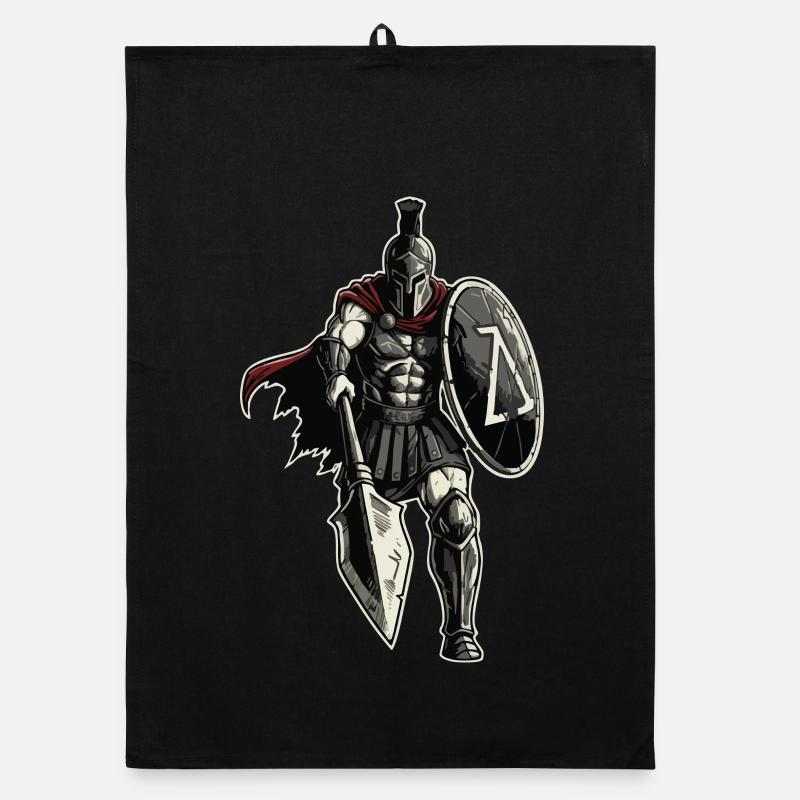 Veteran Spartan Combat Spear Shield Maskottchen Organic Geschirrtuch