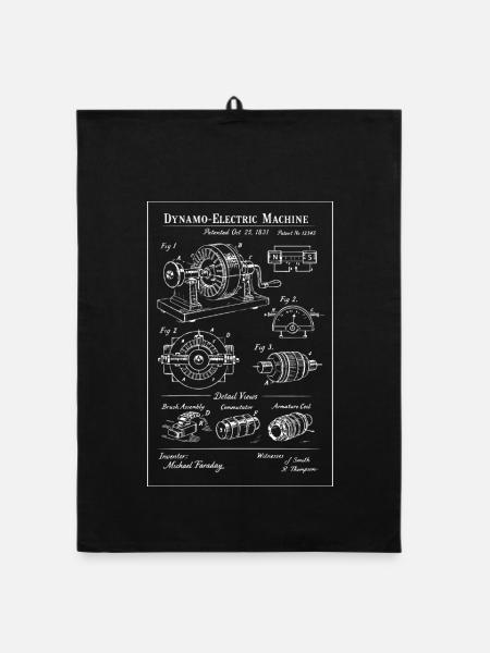 Moteur de plans de machine électrique - Torchon bio - noir - Devant