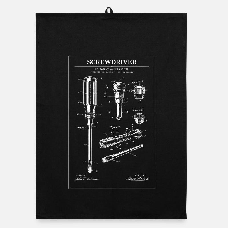 Screwdriver Blueprint Illustration Organic dish towel