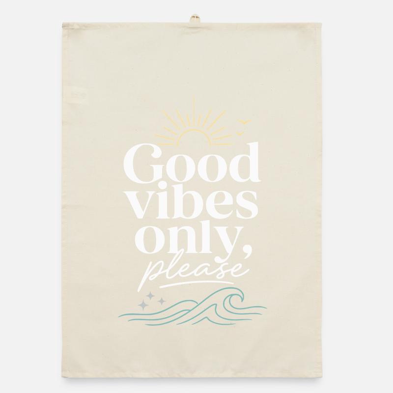 Gute Vibes Nur Bitte – Sonne & Meer Organic Geschirrtuch