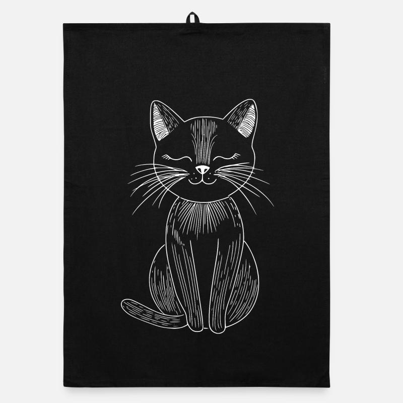 Katze Skizze  Organic Geschirrtuch