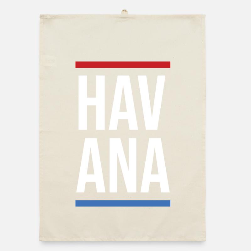 Havana Bold Mono avec des rayures rouge-bleues Torchon bio