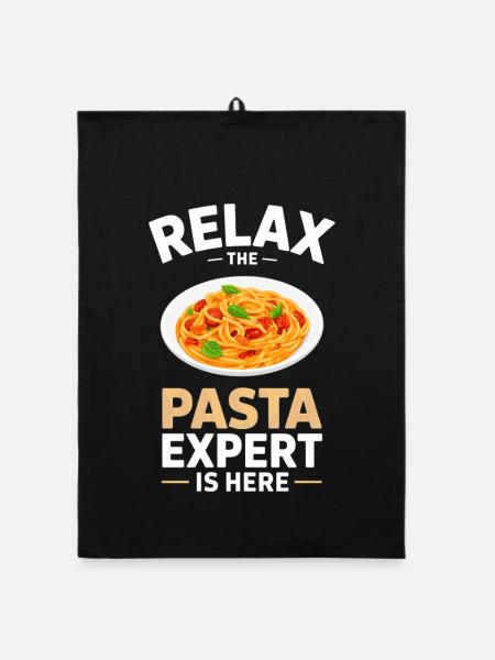 Pasta Noodles Spaghetti Gift - Organic dish towel - black - Front
