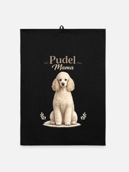 Pudel Mama – Geschenk für Pudel Liebhaberinnen - Organic Geschirrtuch - Schwarz - Vorne