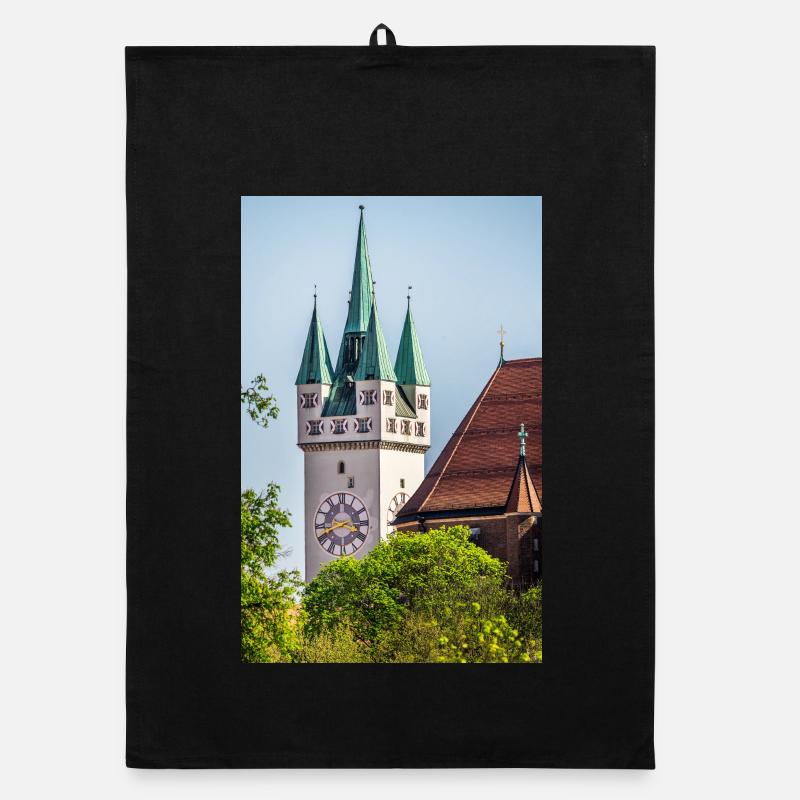Straubing city tower Organic dish towel