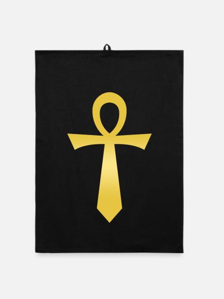 Ankh Sign - Egypt - Ankh Symbol - Organic dish towel - black - Front