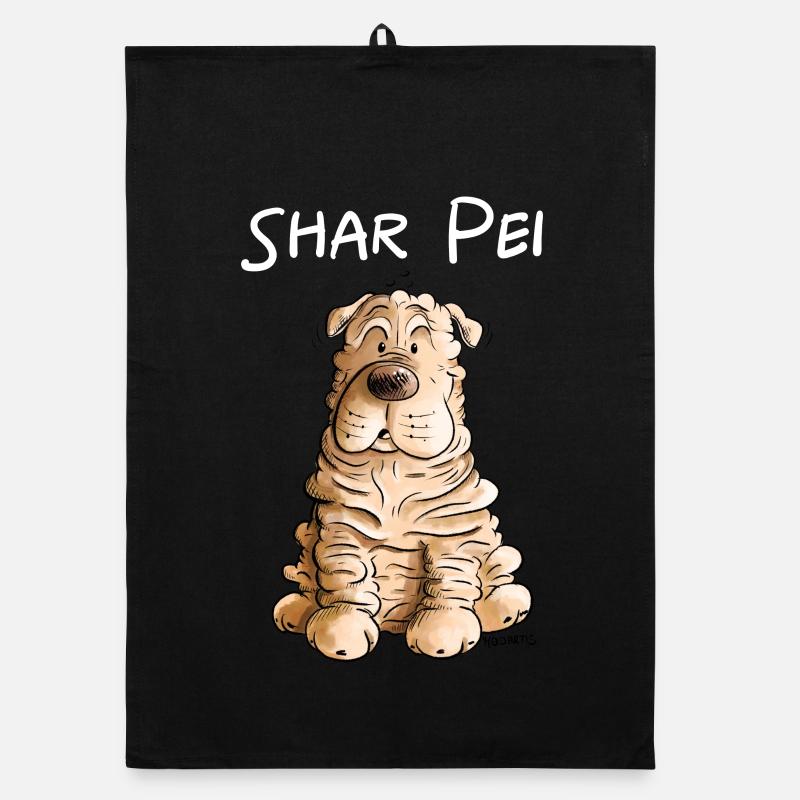 Happy Shar Pei I Folding Dog I Dog Organic dish towel