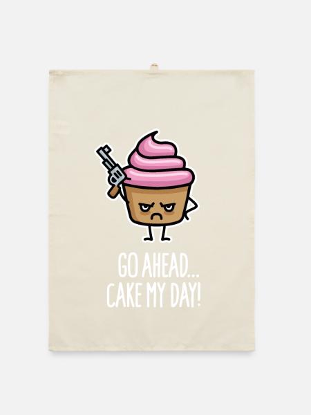Funny cupcake pun sayings, cake my day - Organic dish towel - nature - Front