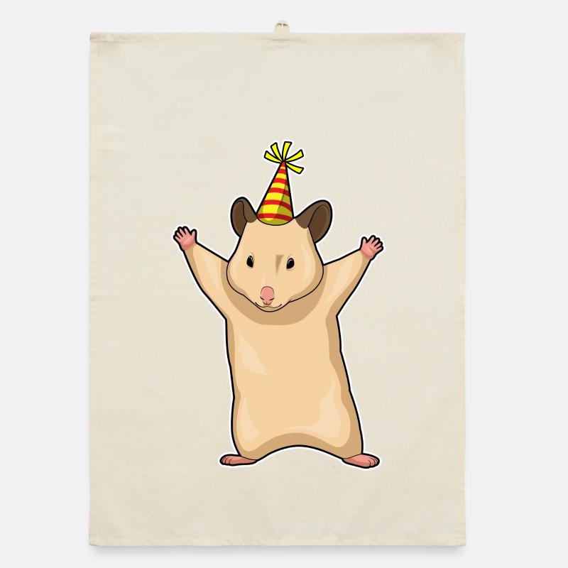 Hamster Birthday Party Hat Organic dish towel