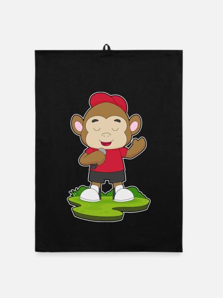 Singe Singe Microphone Chant - Torchon bio - noir - Devant