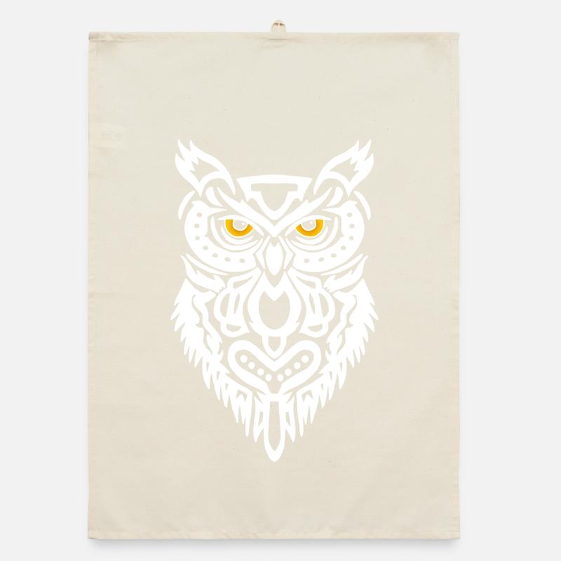Le regard du hibou blanc Torchon bio