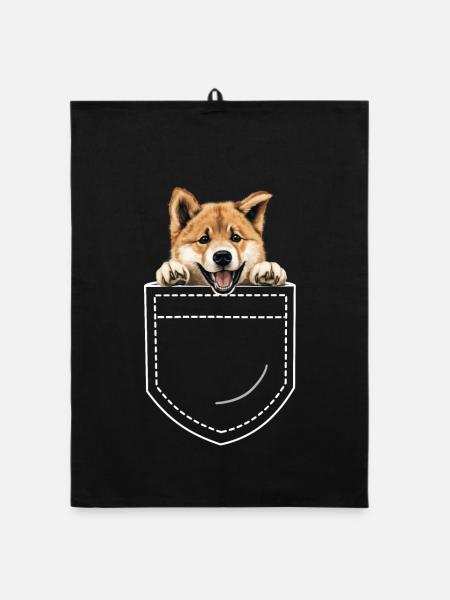 Dog Akita - Organic dish towel - black - Front