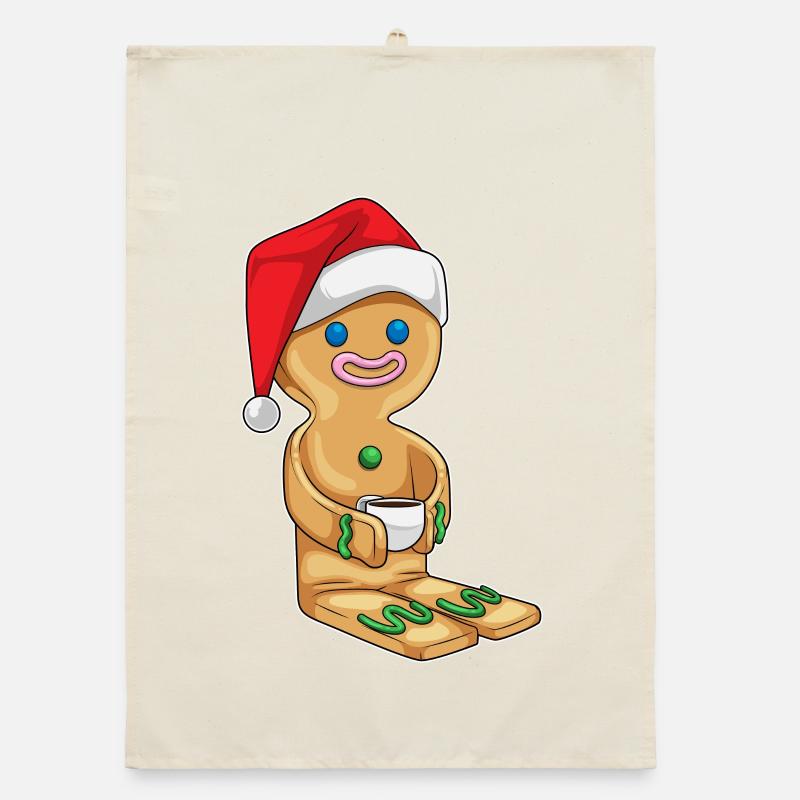 Gingerbread Man Christmas Coffee Organic dish towel