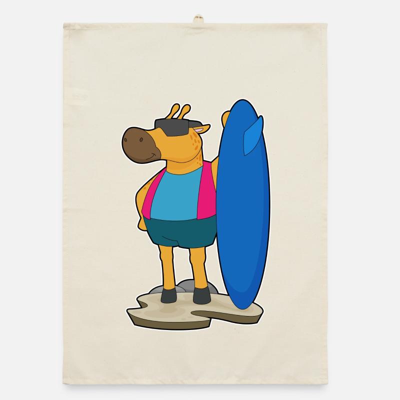 Été de surf sur la planche de surf girafe Torchon bio