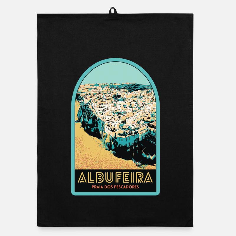 Illustration Albufeira aerial view Organic dish towel
