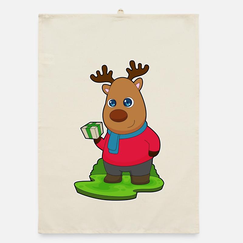 Reindeer Christmas Package Organic dish towel
