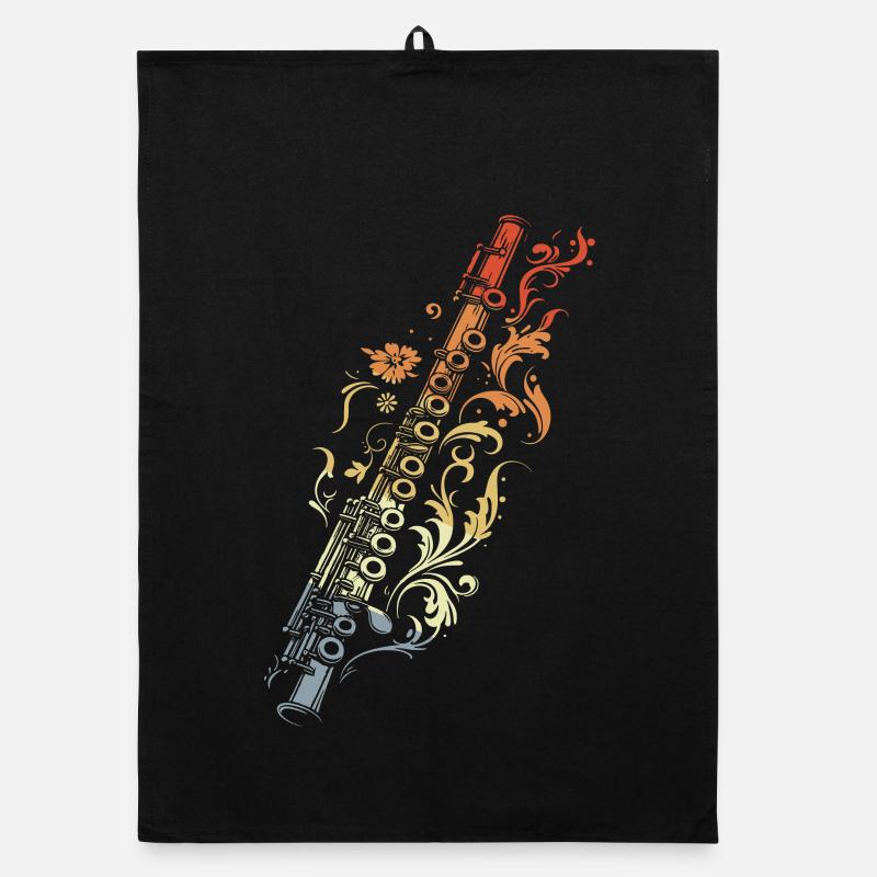 Flute Graphic Retro Style Organic dish towel