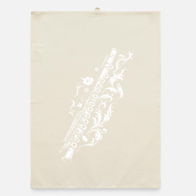 Flöte Zeichnung Organic Geschirrtuch