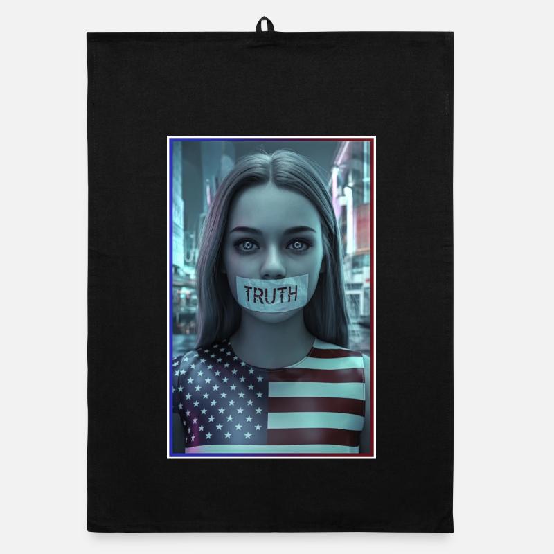 Conception du visage avec la bouche de vérité dans le drapeau américain Torchon bio