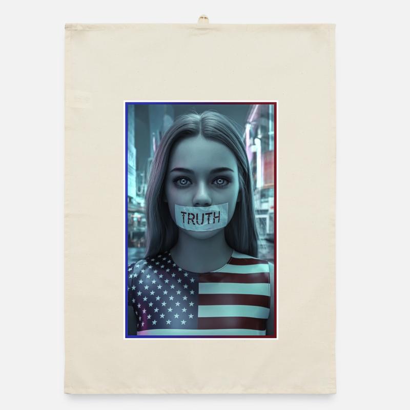 Conception du visage avec la bouche de vérité dans le drapeau américain Torchon bio