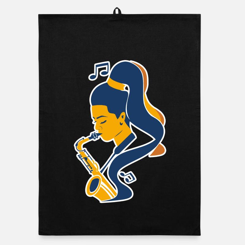 Saxophone Player Comic Look Organic dish towel
