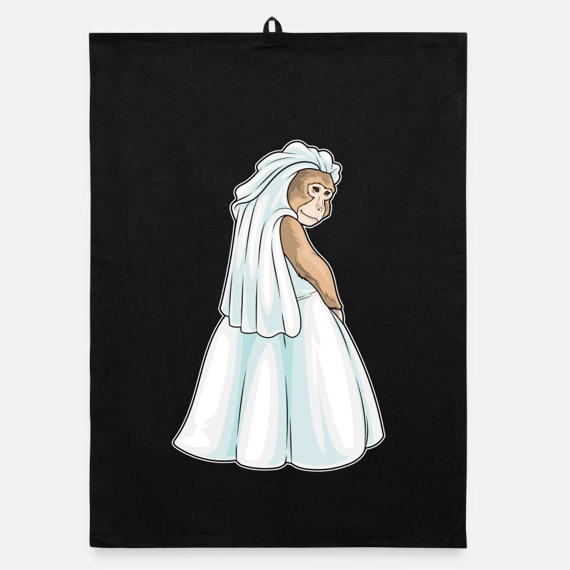 Monkey Bridal Veil Wedding Organic dish towel